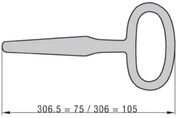 Vierkantschlüssel - 105 mm - Außen-Vierkant von 6-9 mm