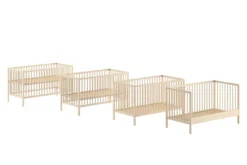 Vipack - DINO Baby-/Juniorbett 70 x 140 cm, höhenverst. Lattenrost, Buche massiv natur lackiert