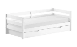 VIPACK - Funktionsbett mit Umrandung, Rolllattenrost, 90x200, Bettschublade, Weiß lackiert
