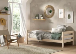 VIPACK - Funktions-Kojen Bett mit Umrandung und Rolllattenrost, 90x200, Ausf. Milky White lackiert