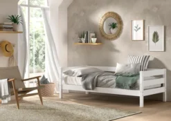 VIPACK - Funktions-Kojen Bett mit Umrandung und Rolllattenrost, 90x200, Ausf. Weiß lackiert