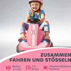 6V Kinder Autoscooter Kinder Elektroauto mit 2 Motor 360° drehbar Rutschauto