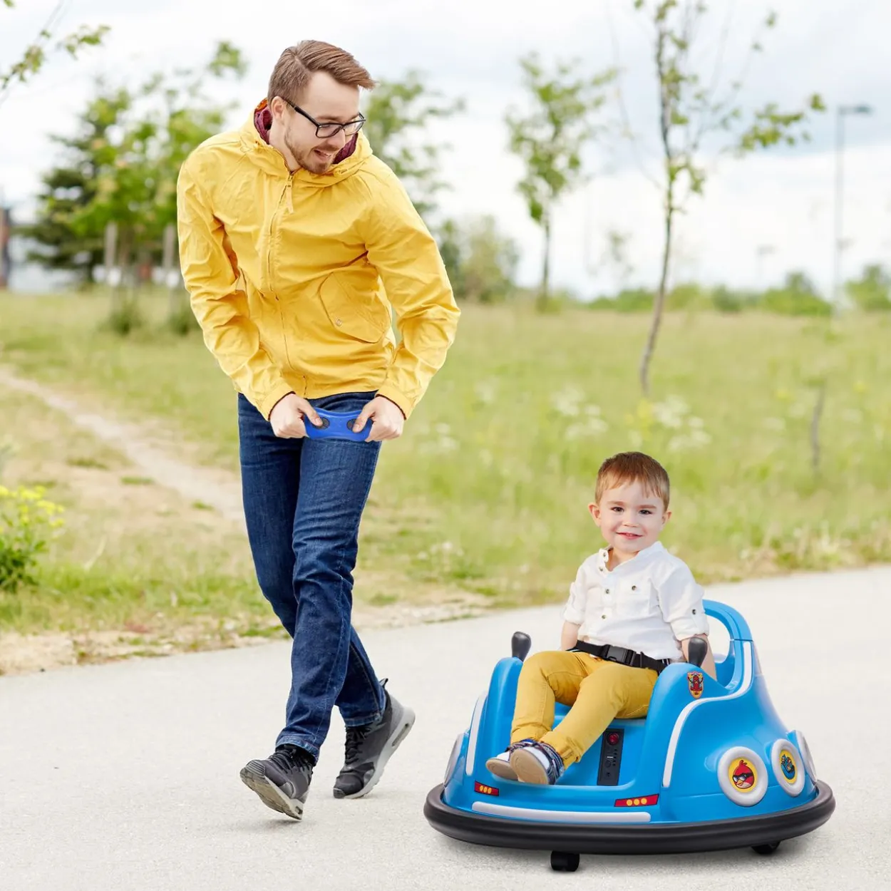 12V Kinder Autoscooter mit 2,4 G Fernbedienung, Elektro Bumper mit Musik Blau