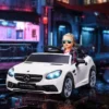12 V Kinder Elektroauto, Kinderfahrzeug, Kinderauto mit LED, Weiß