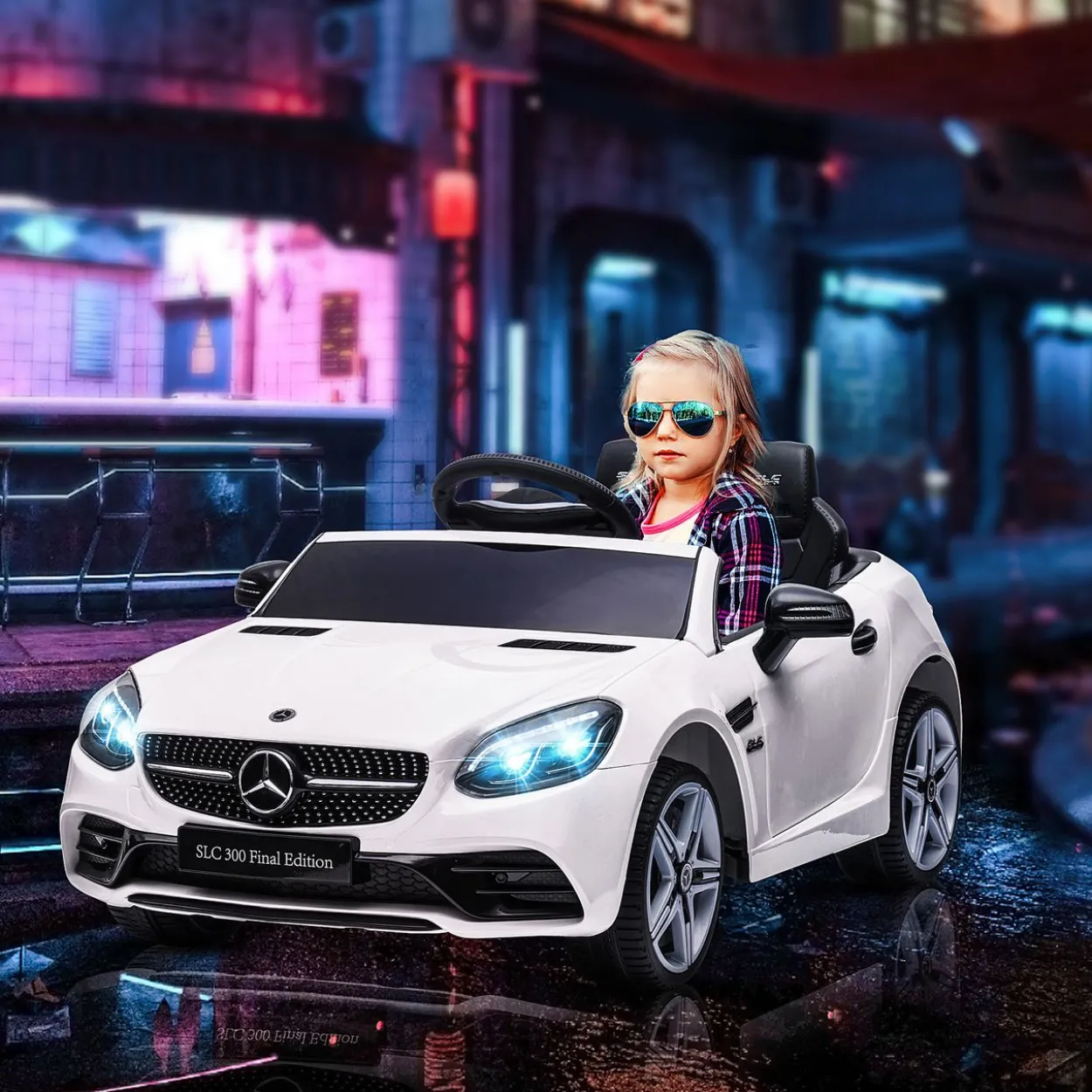 12 V Kinder Elektroauto, Kinderfahrzeug, Kinderauto mit LED, Weiß
