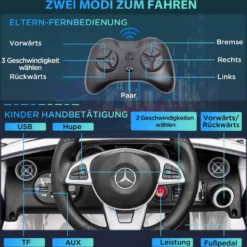 12 V Kinder Elektroauto, Kinderfahrzeug, Kinderauto mit LED, Weiß