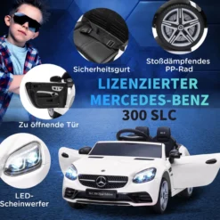 12 V Kinder Elektroauto, Kinderfahrzeug, Kinderauto mit LED, Weiß