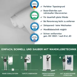 Vliestapete überstreichbar einfarbig 25,00 m x 0,75 m - Weiß - überstreichbare Tapete glatt