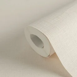 Vliestapete einfarbig 10,05 m x 0,53 m - Creme, Beige - einfarbige Unitapete mit Leinen-Struktur