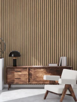 Vliestapete Holzpaneele in Beige, Braun, Schwarz Tapete in Holz-Optik
