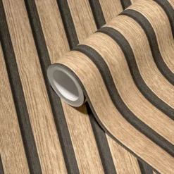 Vliestapete Holzpaneele in Beige, Braun, Schwarz Tapete in Holz-Optik
