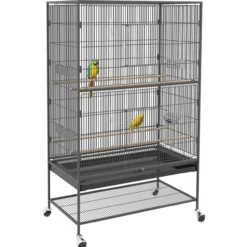 Vogelkäfig Vogelbauer mit Sitzstangen, Vogelhaus mit Ablage Rollen Stahl