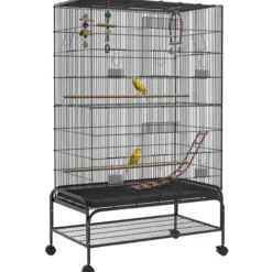 Vogelkäfig Vogelhaus mit Sitzstangen, Bodenwanne, Ablage, Spielzeug