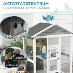 Vogelkäfig Wellensittichkäfig mit 4 Sitzstangen, Vogelbauer für Kanarien