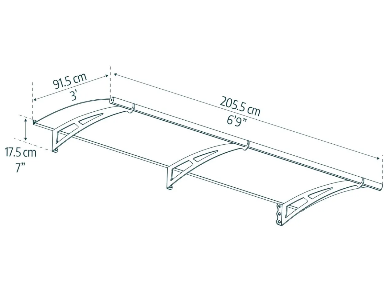 Vordach Aquila 2050 Alu Hellgrau 92x206cm
