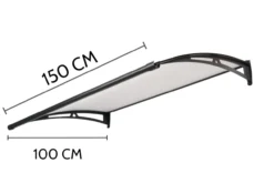 Vordach aus Aluminium Polycarbonat, ca. 150 x 100 cm