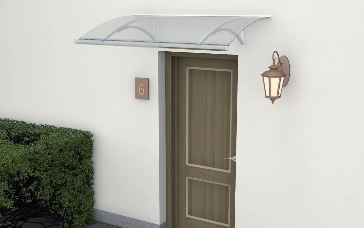 Vordach mit Polycarbonatplatte (3mm PC) ca. 150 x 90 cm - Transparent