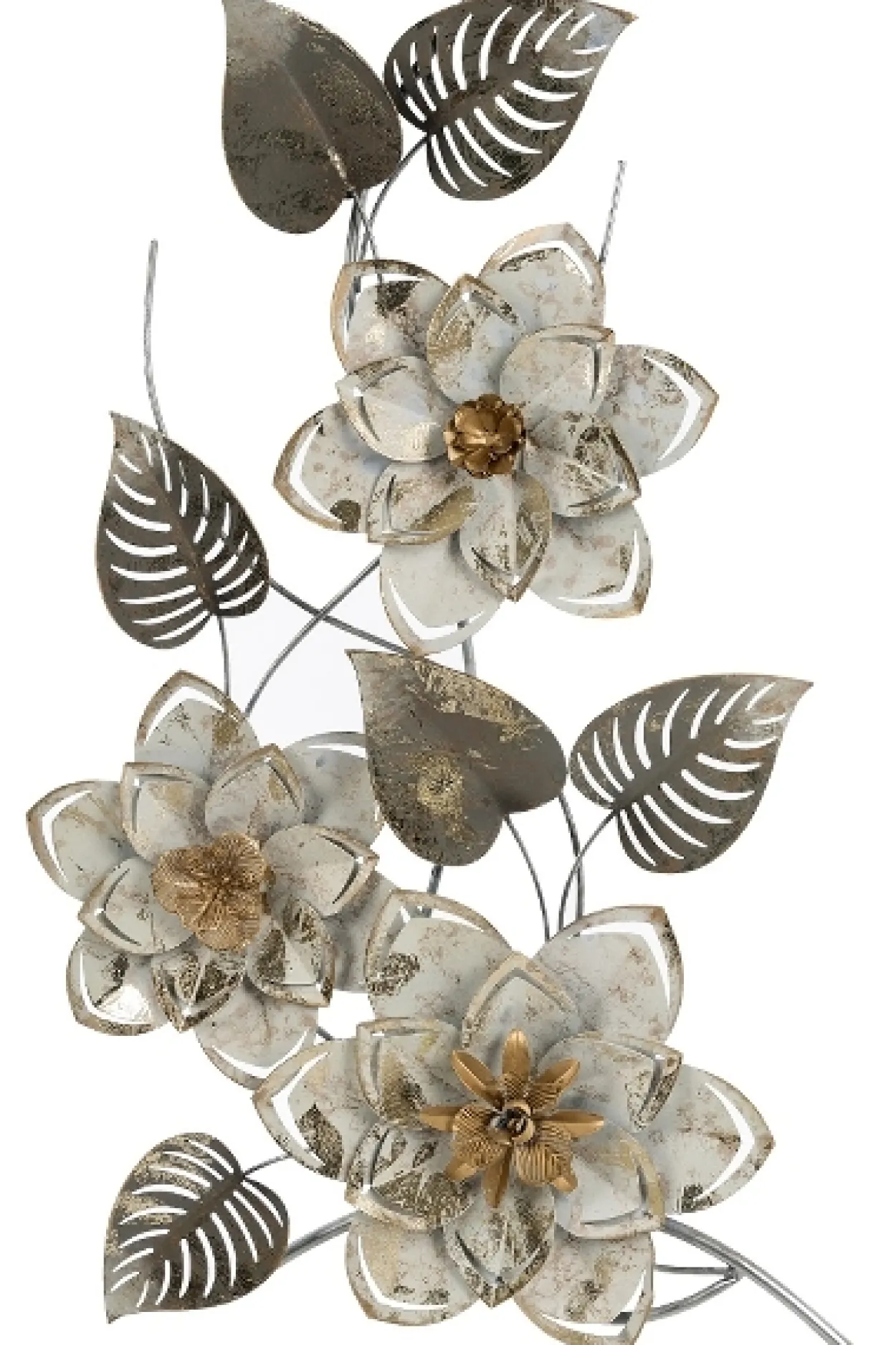Wandbild Blumen, silber/weiss, aus Metall