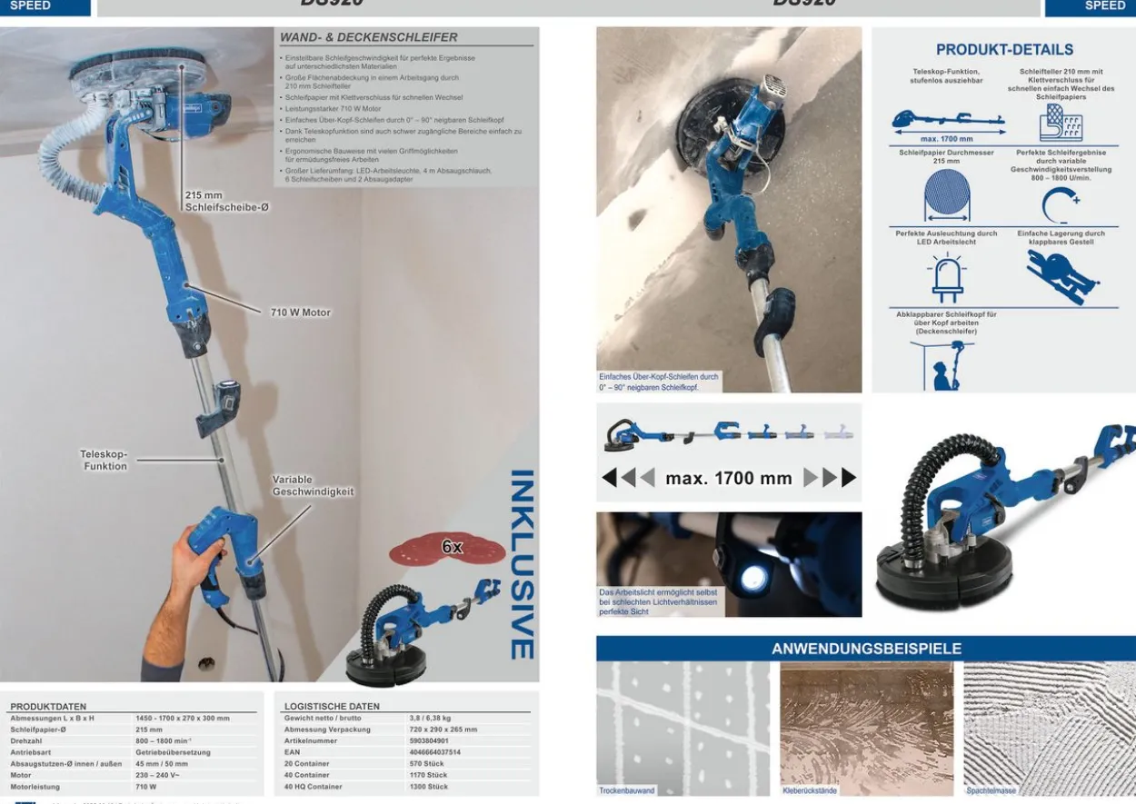 Wand- & Deckenschleifer DS920