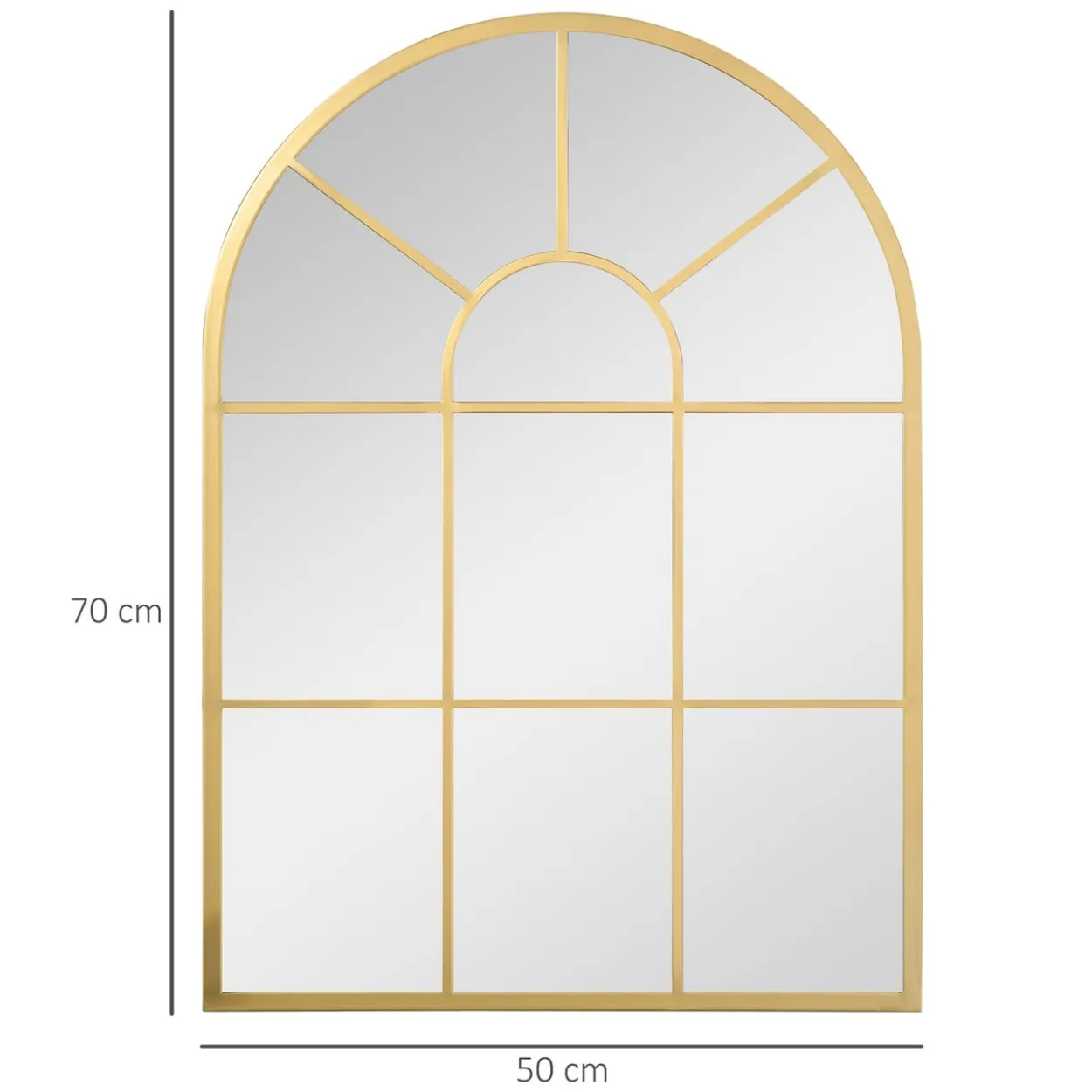 Wandspiegel Fensterspiegel 70 x 50cm Flurspiegel mit Metallrahmen Gold