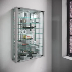 Wandvitrine "Vitrosa Mini" mit Spiegel Silber
