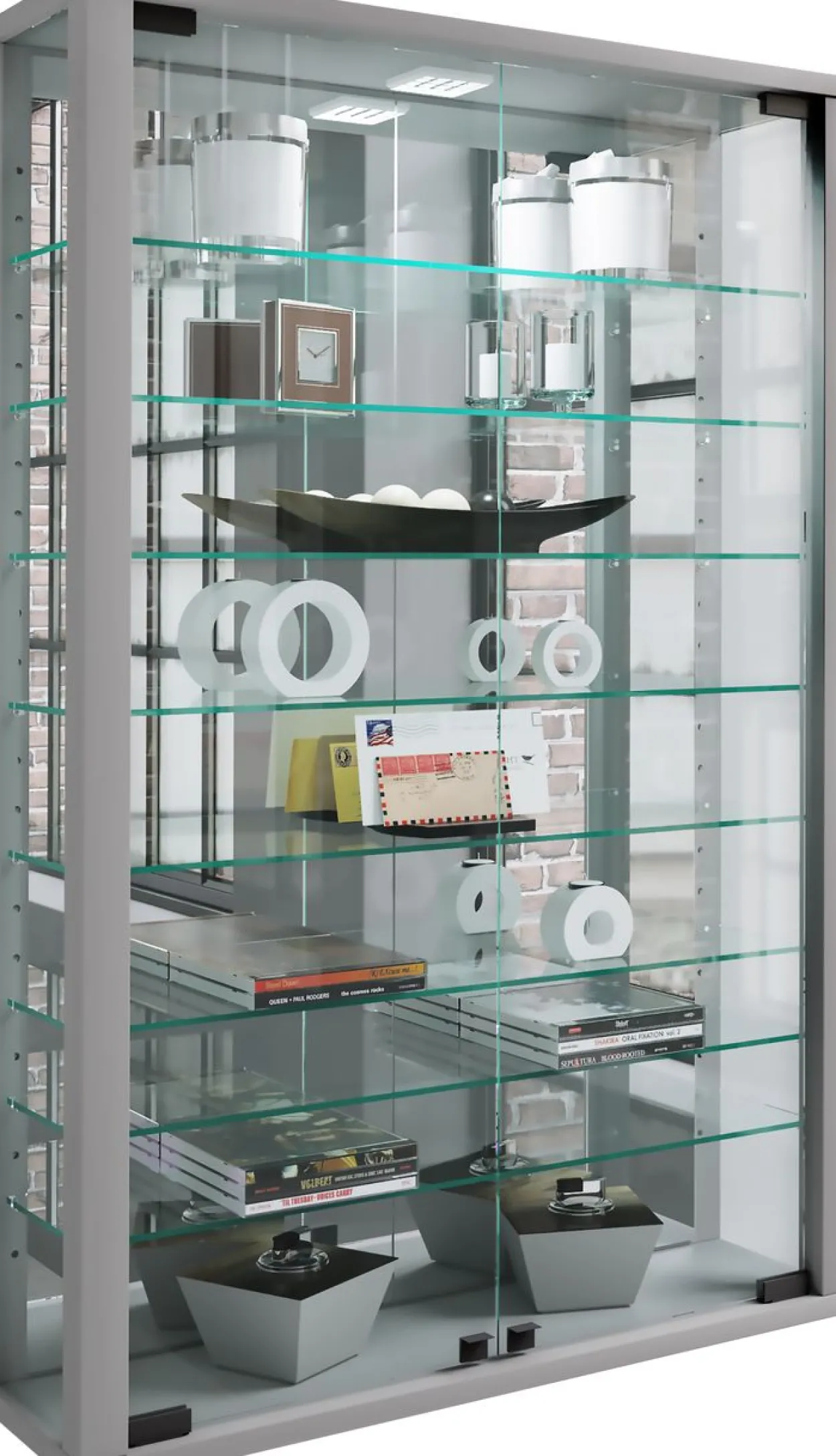 Wandvitrine "Vitrosa Mini" mit Spiegel Silber