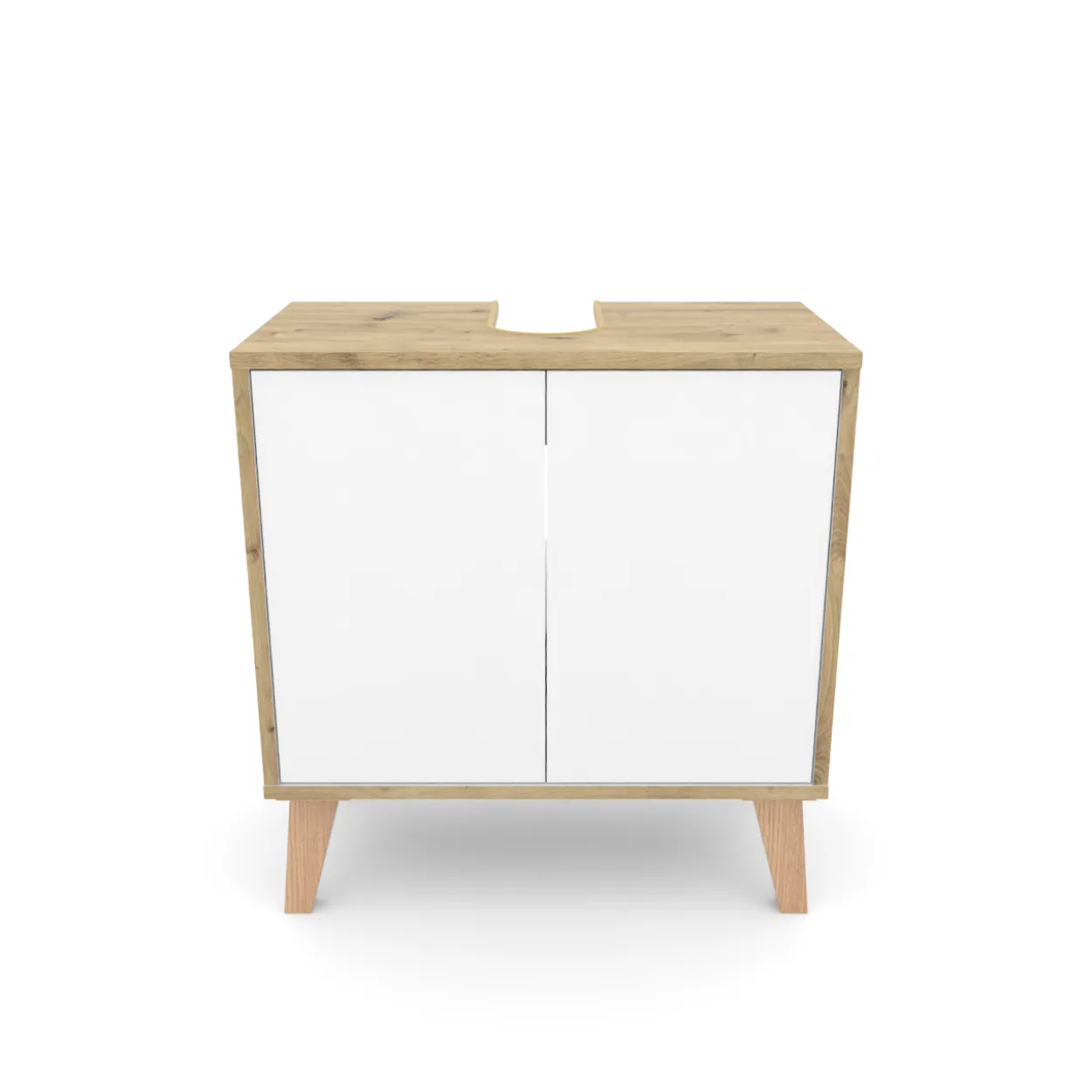 Waschbeckenunterschrank MORENA mit 2 Türen, Weiß/Eiche