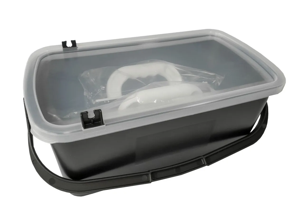 Wascheimer 10l schwarz mit Deckel,1 Rolle,2 Bretter
