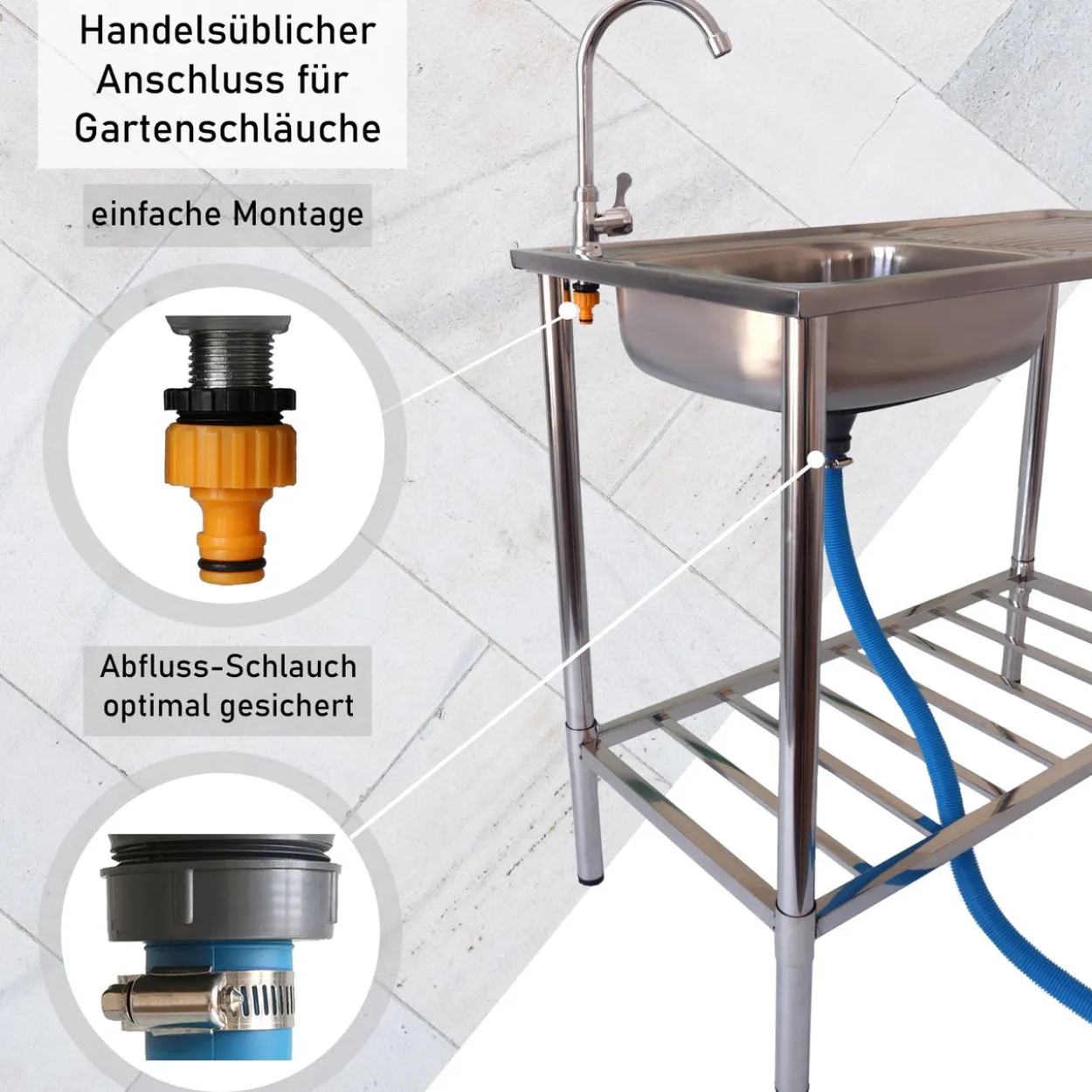 Waschtisch aus Edelstahl, Gartenspüle