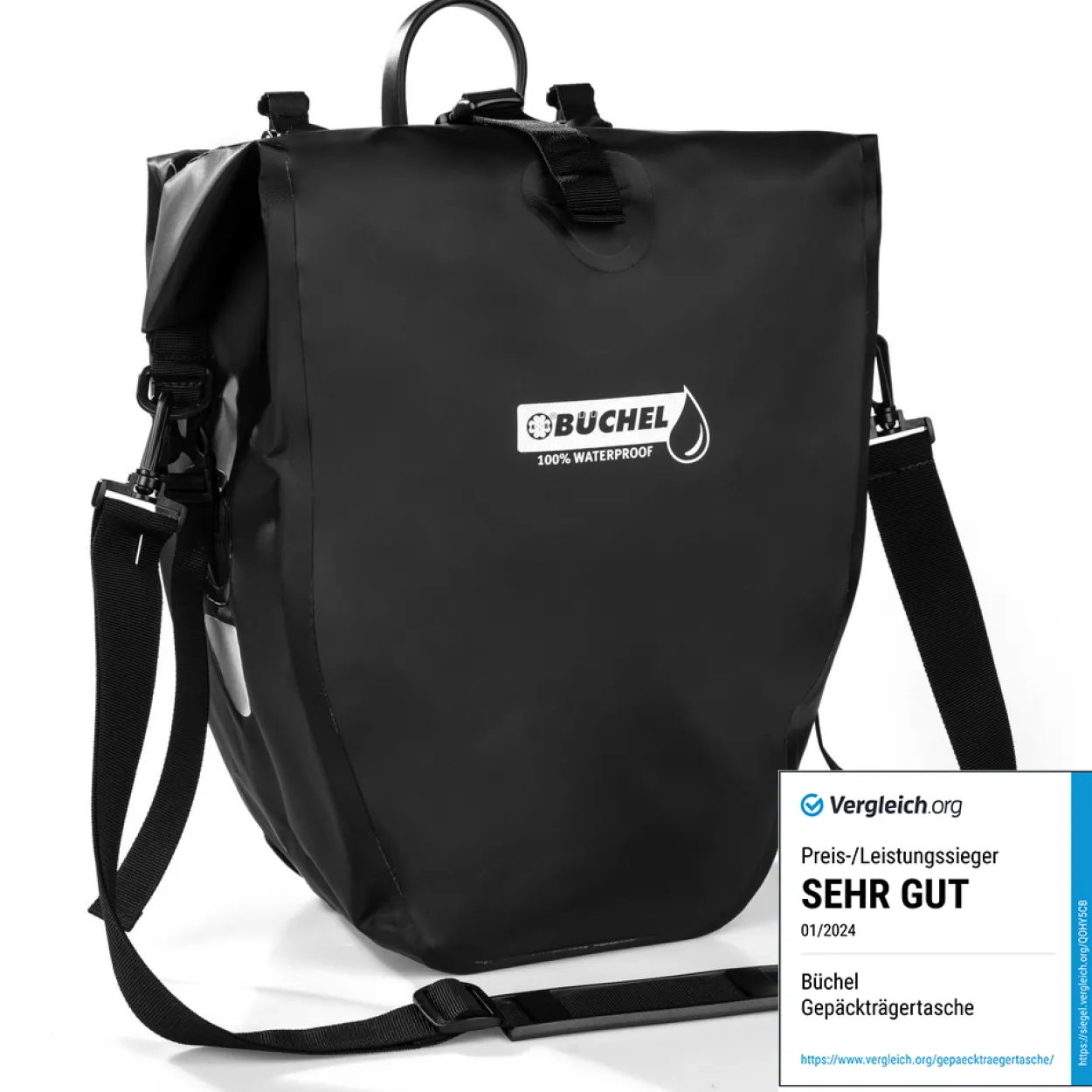 Wasserdichte Fahrradtasche - Schwarz