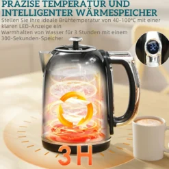 Wasserkocher Toaster Set 1,7L Edelstahl Wasserkocher 2 Scheiben Toaster Schwarz