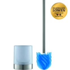 WC-Bürste Silikonkopf Edelstahl / Blau mit Ständer