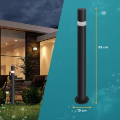 Wegeleuchte mit 360° Lichtkegel, schwarz, mit Erdspieß