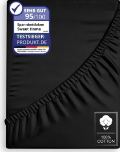 Weiches Jersey Spannbettlaken 160x200 cm – Schwarz