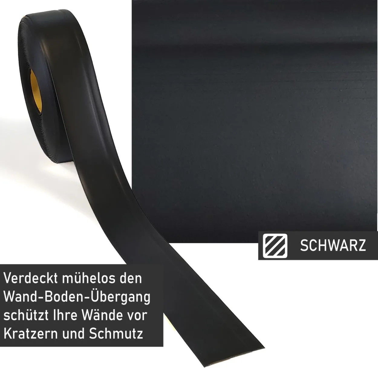 Weichsockelleiste schwarz, 5m Rolle