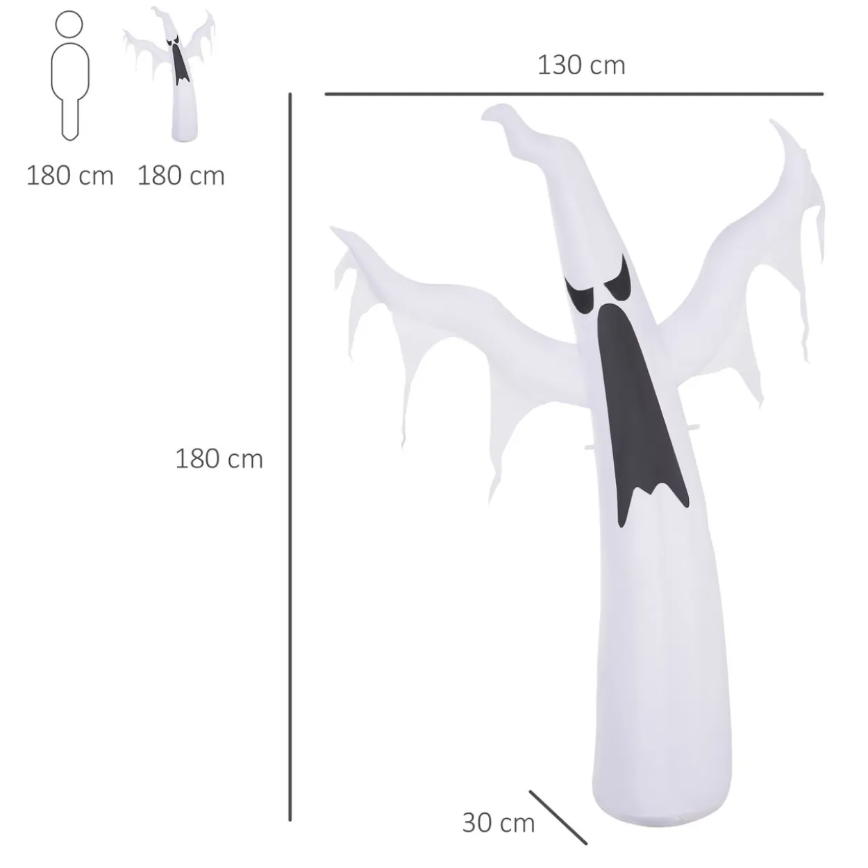 Weiß Halloween Dekoration Selbstaufblasendes Spuk Gespenst Geist LED Beleuchtet