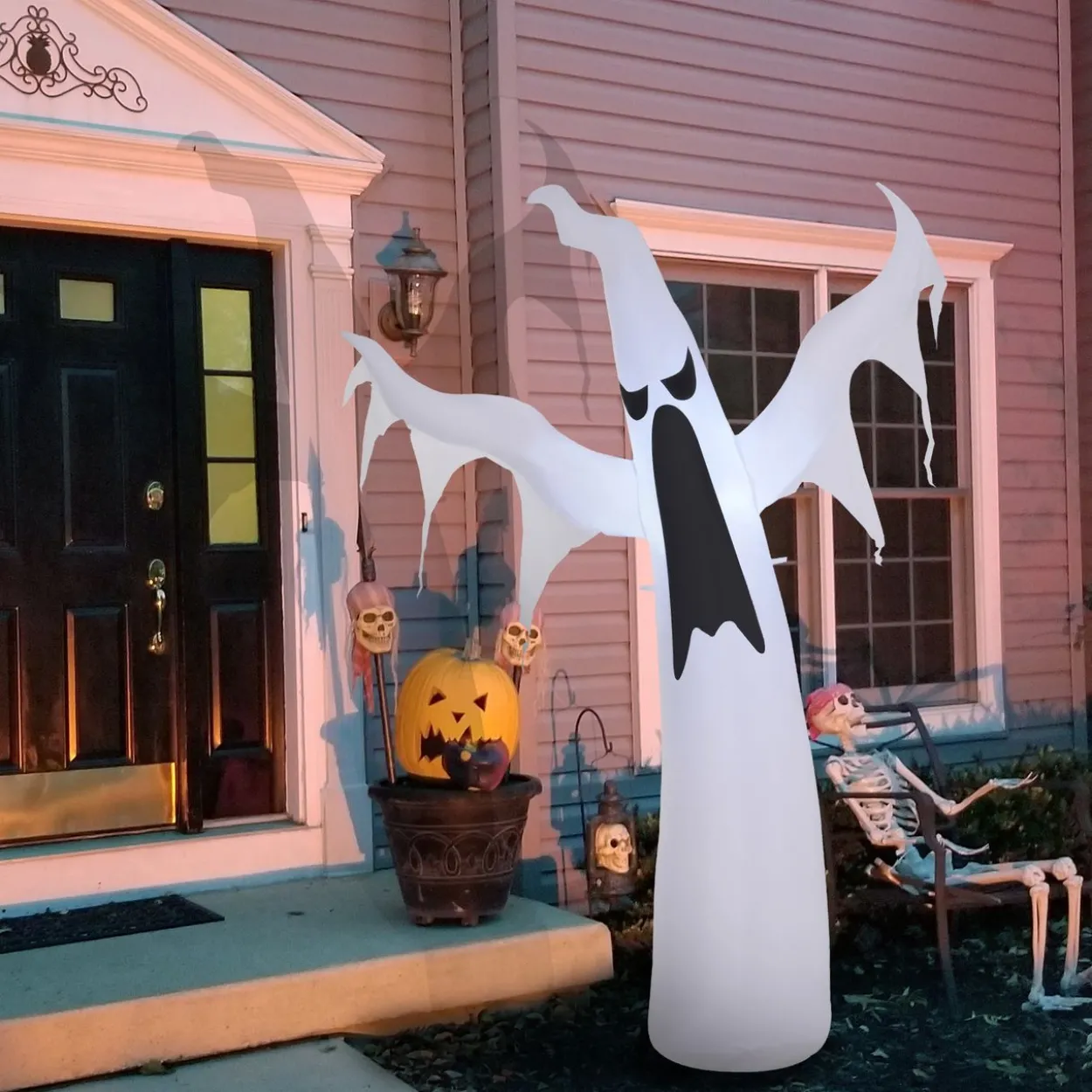 Weiß Halloween Dekoration Selbstaufblasendes Spuk Gespenst Geist LED Beleuchtet