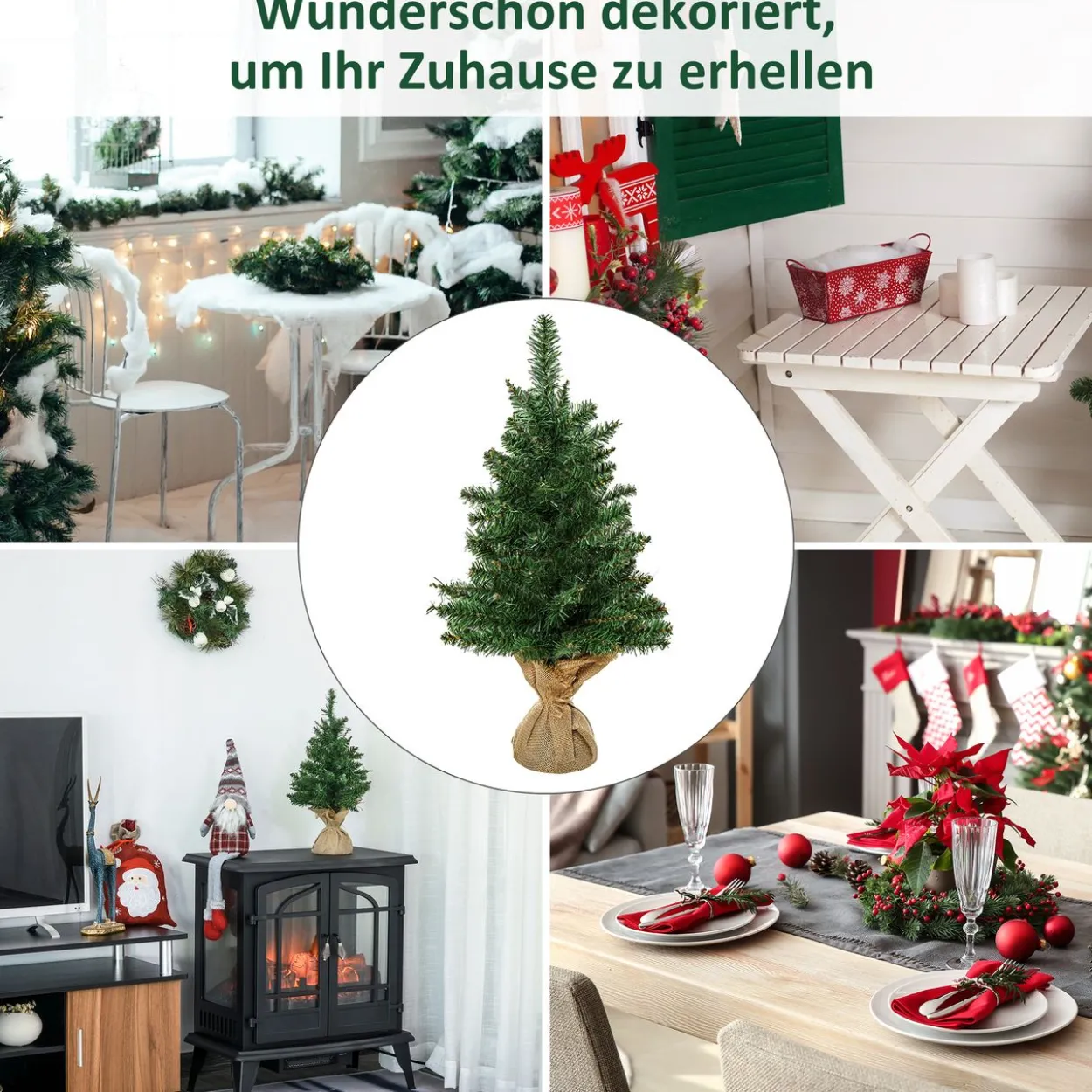 Weihnachtsbaum für Tisch 0,6 m Kunsttanne 70 Zweige Grün Ø44 x 60H cm