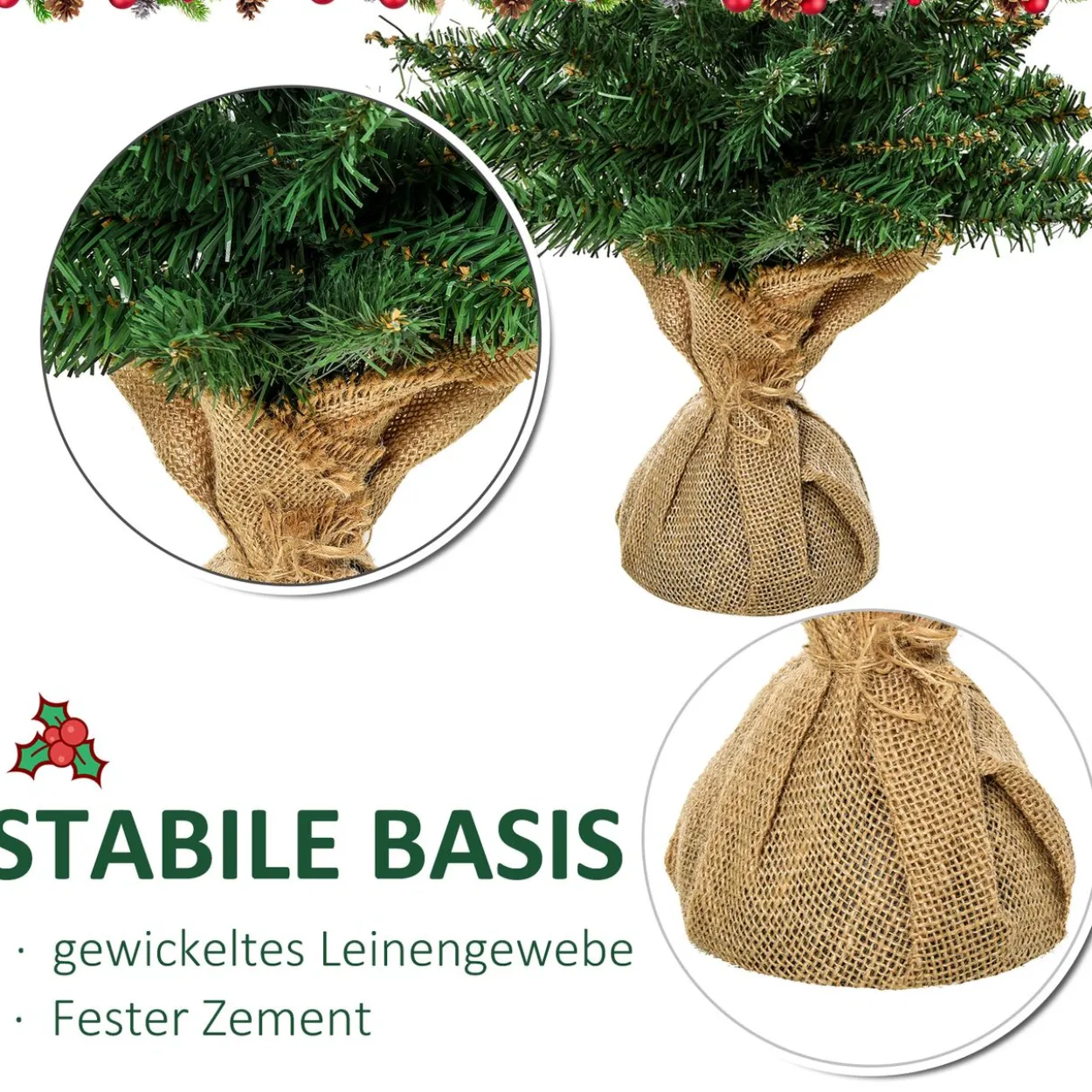 Weihnachtsbaum für Tisch 0,6 m Kunsttanne 70 Zweige Grün Ø44 x 60H cm