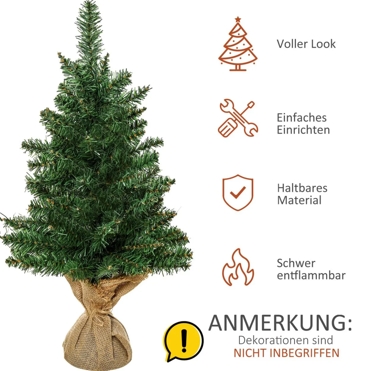 Weihnachtsbaum für Tisch 0,6 m Kunsttanne 70 Zweige Grün Ø44 x 60H cm