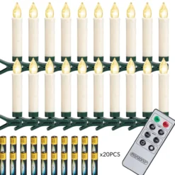 Weihnachtsbaumkerze inkl Fernbedienung und Batterien 20er Set 10,5x1,5cm warmweiß