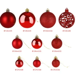 Weihnachtsbaumkugeln 100 tlg 3/4/6cm rot