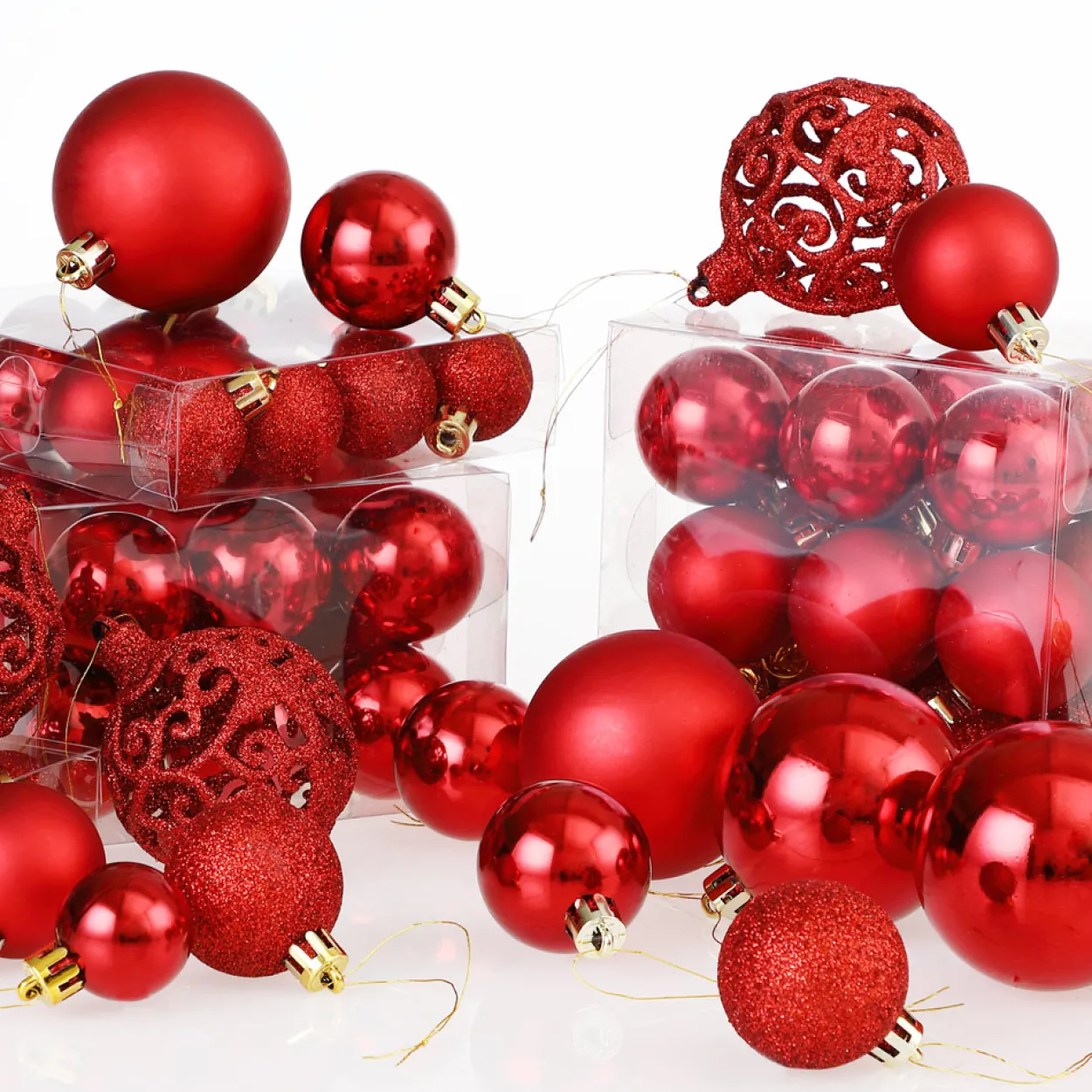 Weihnachtsbaumkugeln 100 tlg 3/4/6cm rot