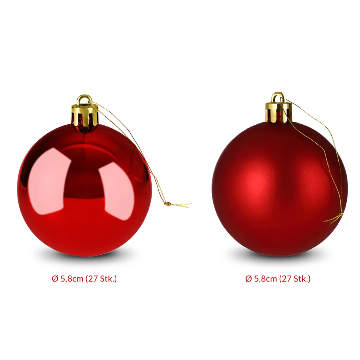 Weihnachtsbaumkugeln 54 tlg 5-8cm rot