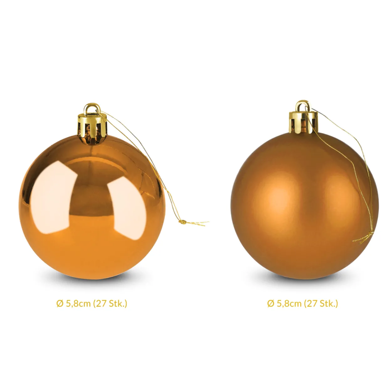 Weihnachtsbaumkugeln 54 tlg 5-8cm kupfer