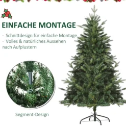 Weihnachtsbaum 1,5 m Christbaum Kunsttanne 946 Zweige Metallfuß PVC Grün Ø95 x 150H cm