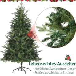 Weihnachtsbaum 1,5 m Christbaum Kunsttanne 946 Zweige Metallfuß PVC Grün Ø95 x 150H cm