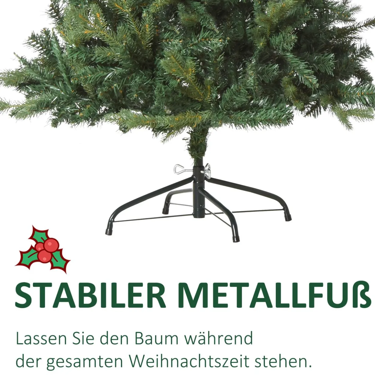 Weihnachtsbaum 1,5 m Christbaum Kunsttanne 946 Zweige Metallfuß PVC Grün Ø95 x 150H cm
