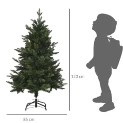 Weihnachtsbaum 1,2 m Christbaum Kunsttanne 657 Zweige Metallfuß PVC Grün Ø85 x 120H cm