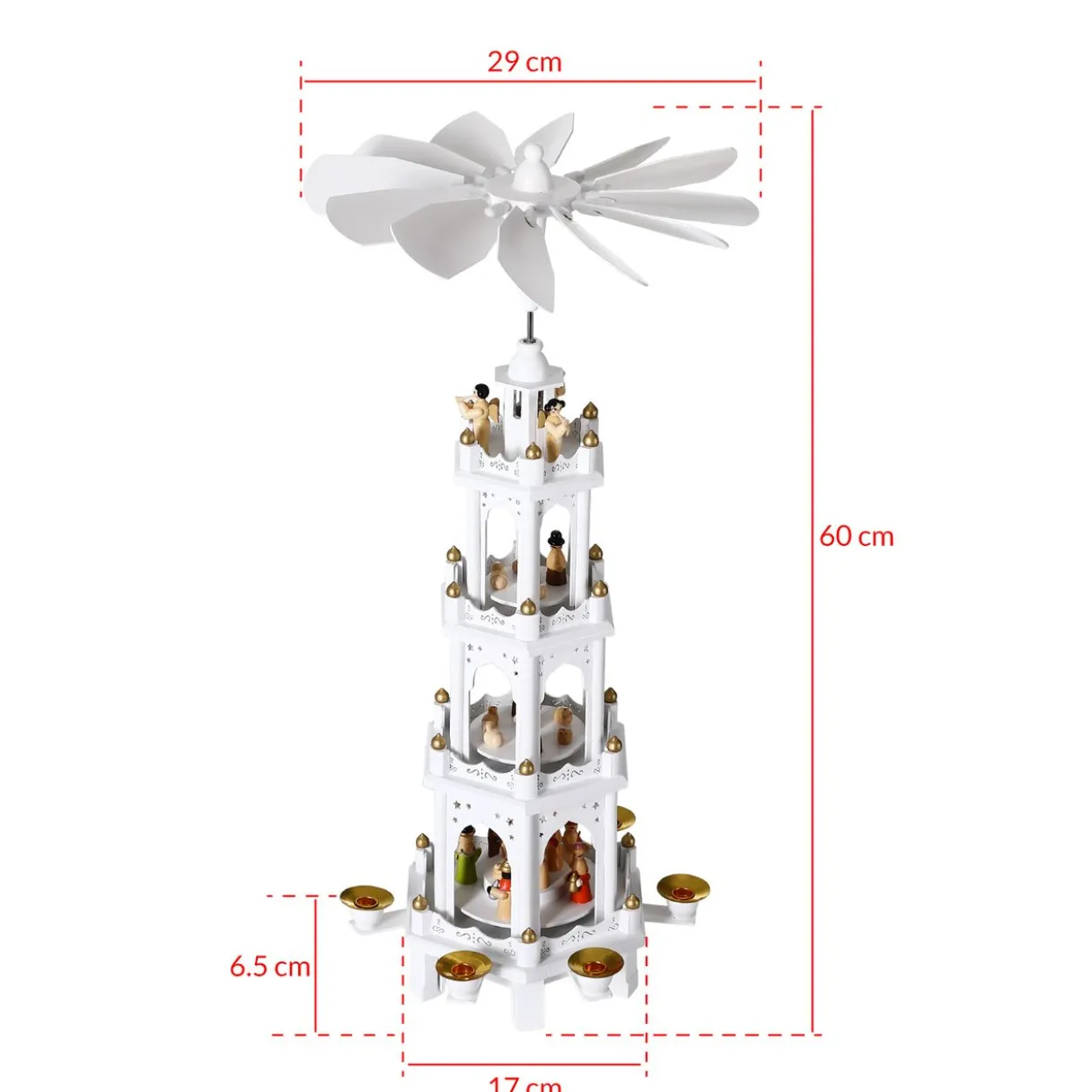 Weihnachtspyramide XL klassisch 60 x 20 x 17cm weiß